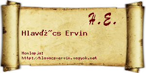 Hlavács Ervin névjegykártya